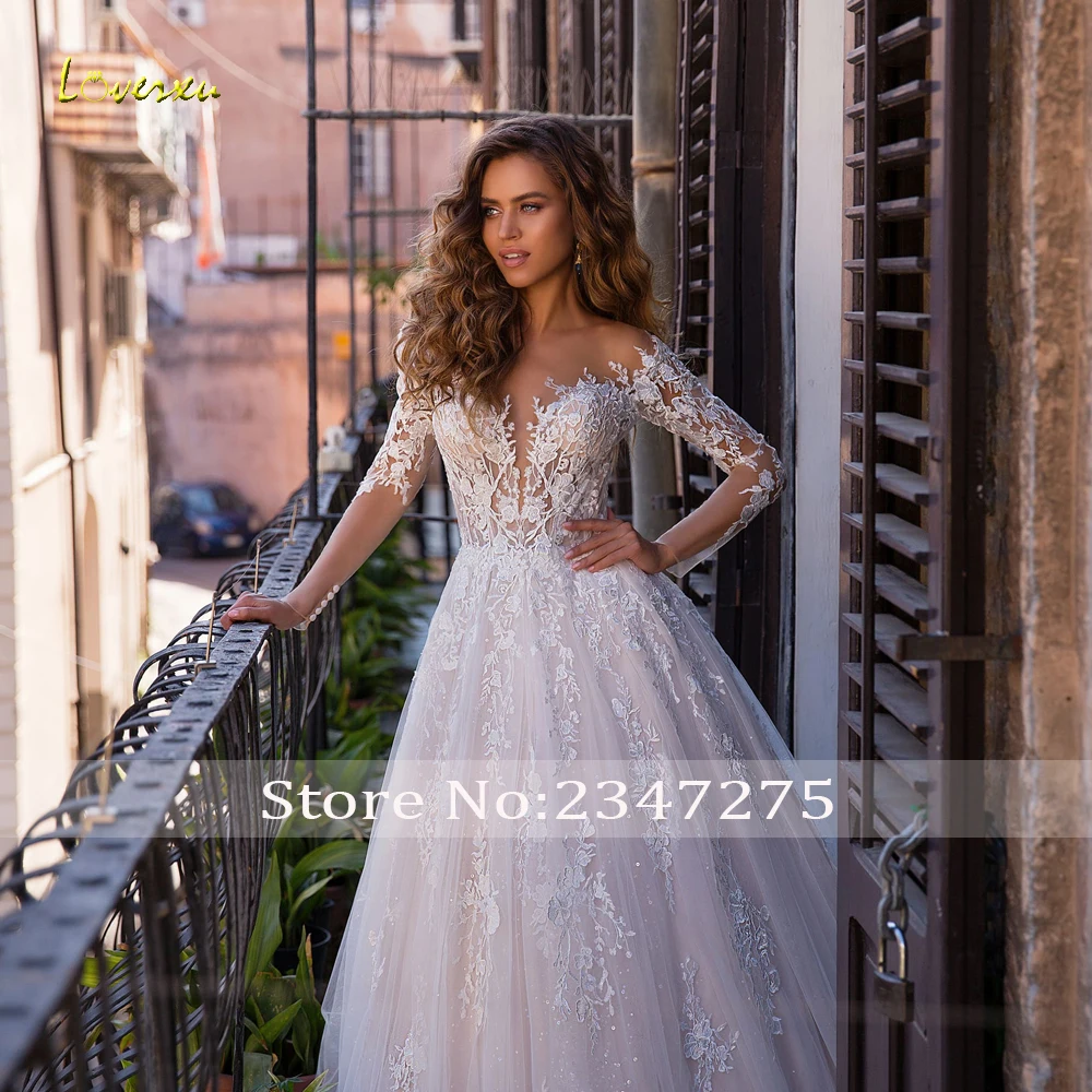 Loverxu сексуальные свадебные платья трапециевидной формы с иллюзией и длинными