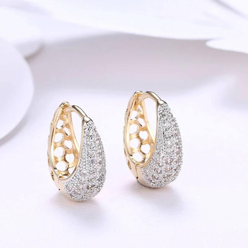 

Luxury Female Crystal AAA Zircon Earrings Fashion Rose Gold Earrings Jewelry Vintage Buckle Stud Earrings For Women