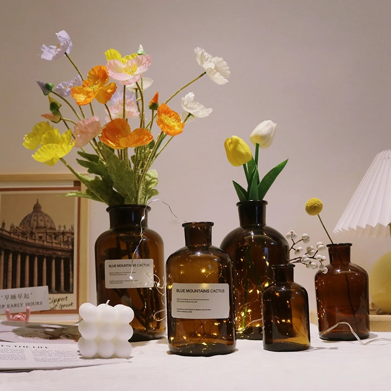 Европейская простая стеклянная ваза для цветов сушеные цветы растения