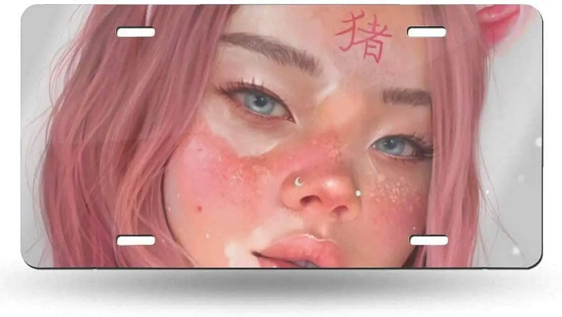 

Yunsu розовый симпатичный поросенок простой честный девушка Знаки зодиака номерной знак, Декор автомобиля Персонализированная бирка, новинка автомобильный передний номерной знак металл