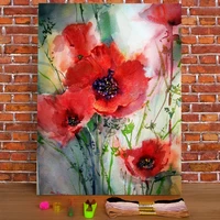 poppy flowers printed water soluble canvas 11ct cross stitch kit diy embroidery dmc threads handiwork painting promotions
