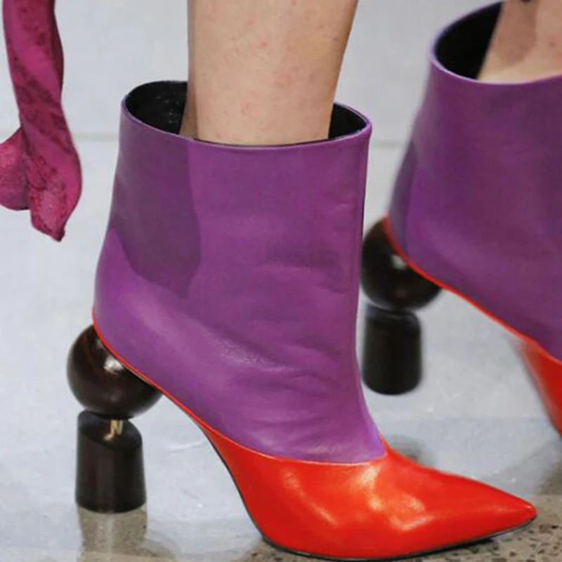 Женские ботильоны с острым носком модельные кожаные ботинки на высоком каблуке