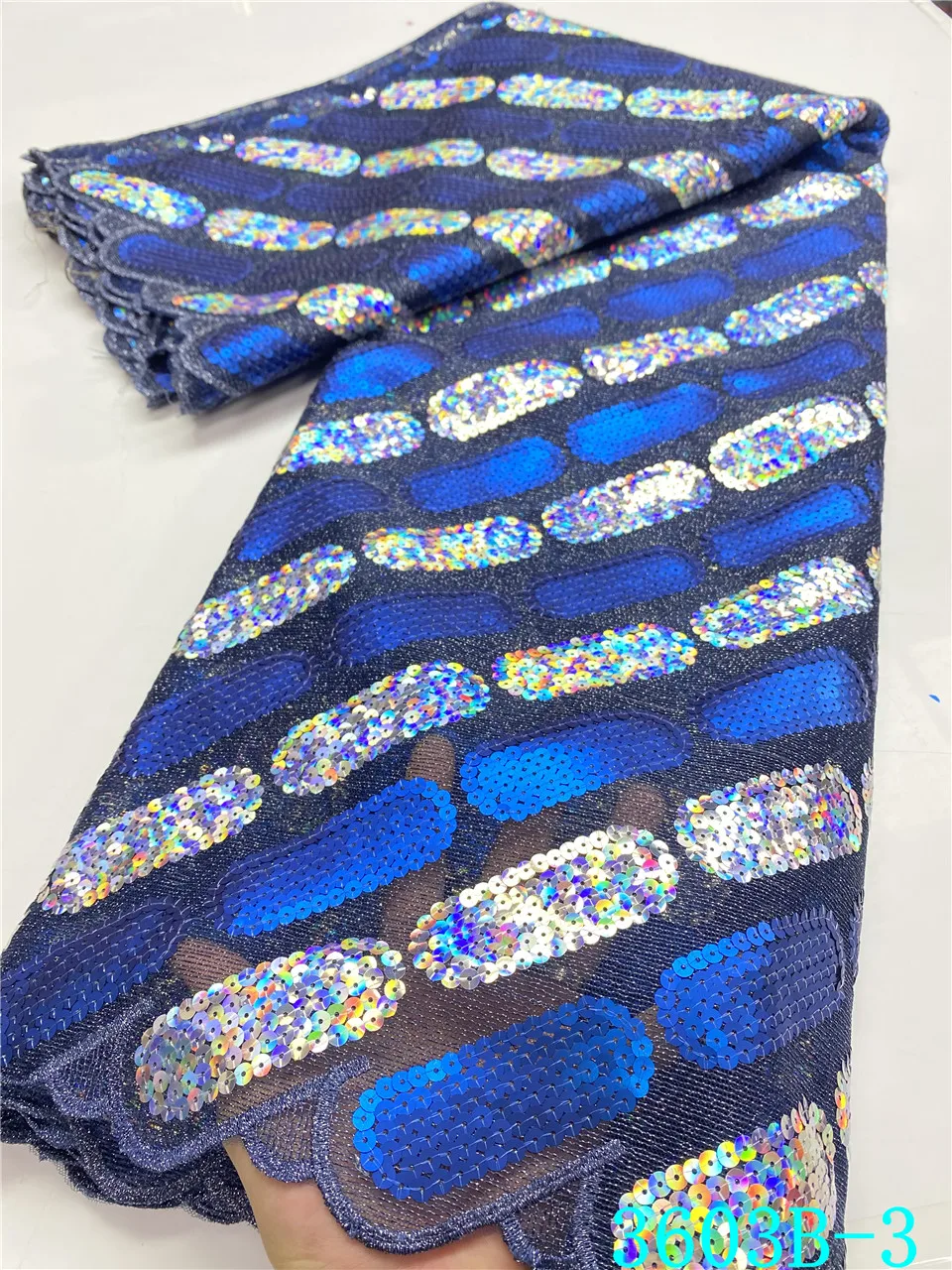 Зеленый последовательность африканская кружевная ткань с пайетками французский