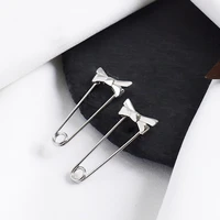 real 925 sterling silver bowknot safety pin earrings cute simple pins stud earrings for women hypoallergenic jewelry