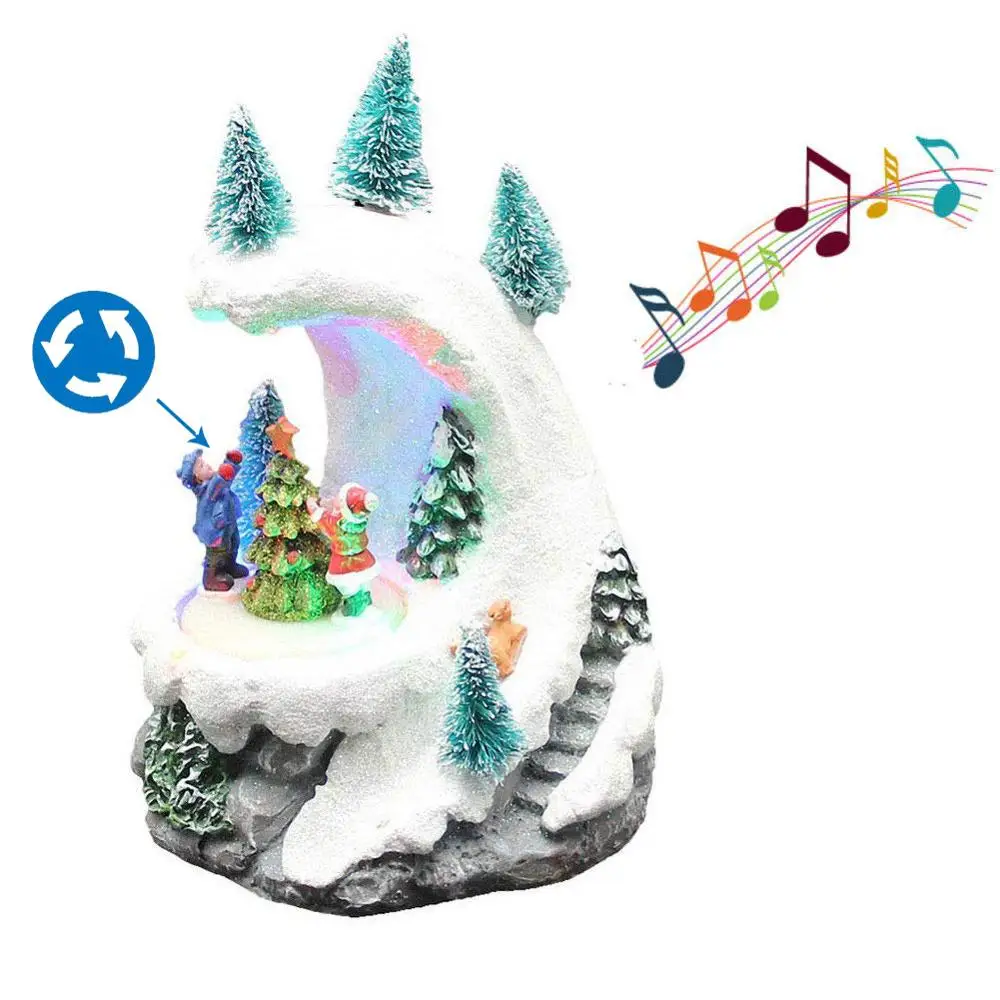 Рождественский Декор подарок вращающиеся фигурки и Рождественская елка со светодиодсветильник кой