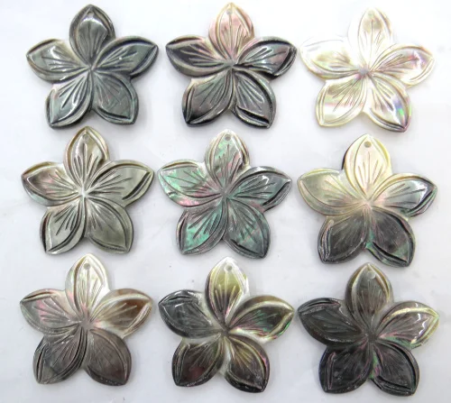 

natural Quartz crystal Abalone Shell carved the flower pendant for diy Jewelry making necklace Accessories 6PCS A3