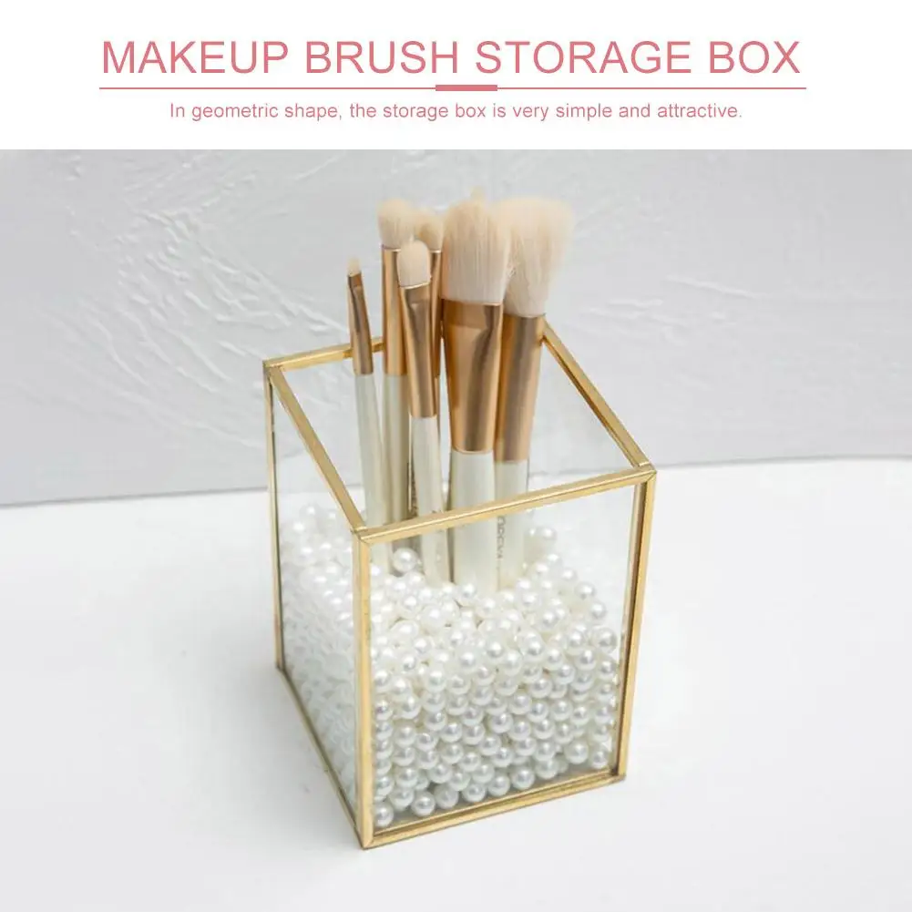 

Transparent Glass Cosmetic Storage Box Makeup Brush Storage Box Drawer Organizer Desktop Dust Proof Cosmetic Jewelry Storage Box