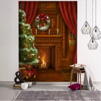 christmas day party tapestry art blanket hanging home bedroom living room decoration christmas tree elk snowman fireplace