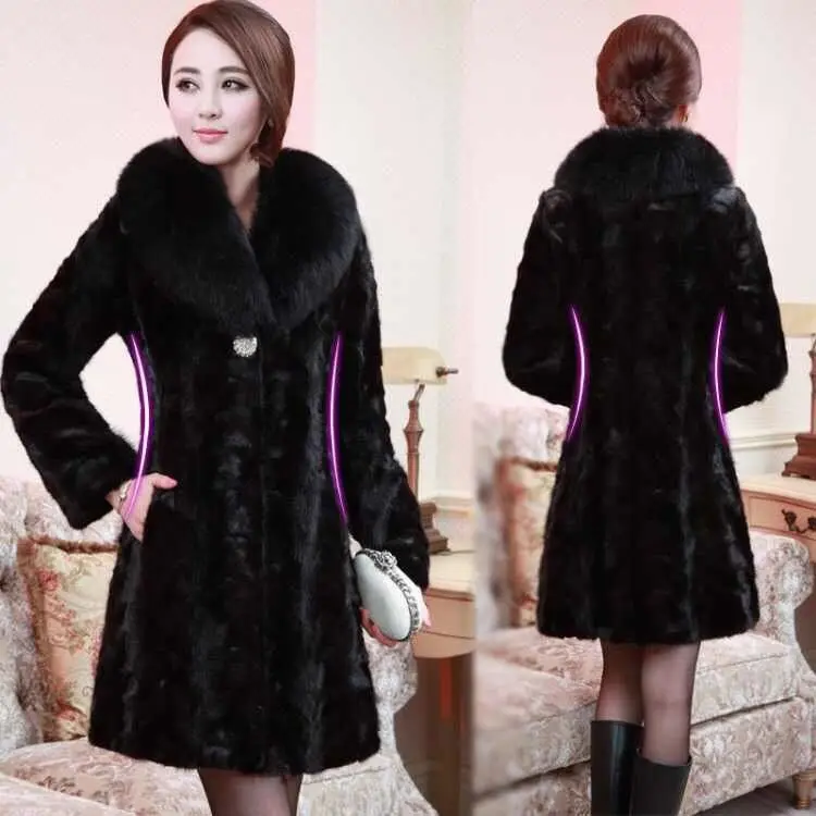 

2020 New Arrival Winter Women Luxury Real Mink Fur Leather Coat Long Single Button Jacket Female Nature Fox Fur Coats A76