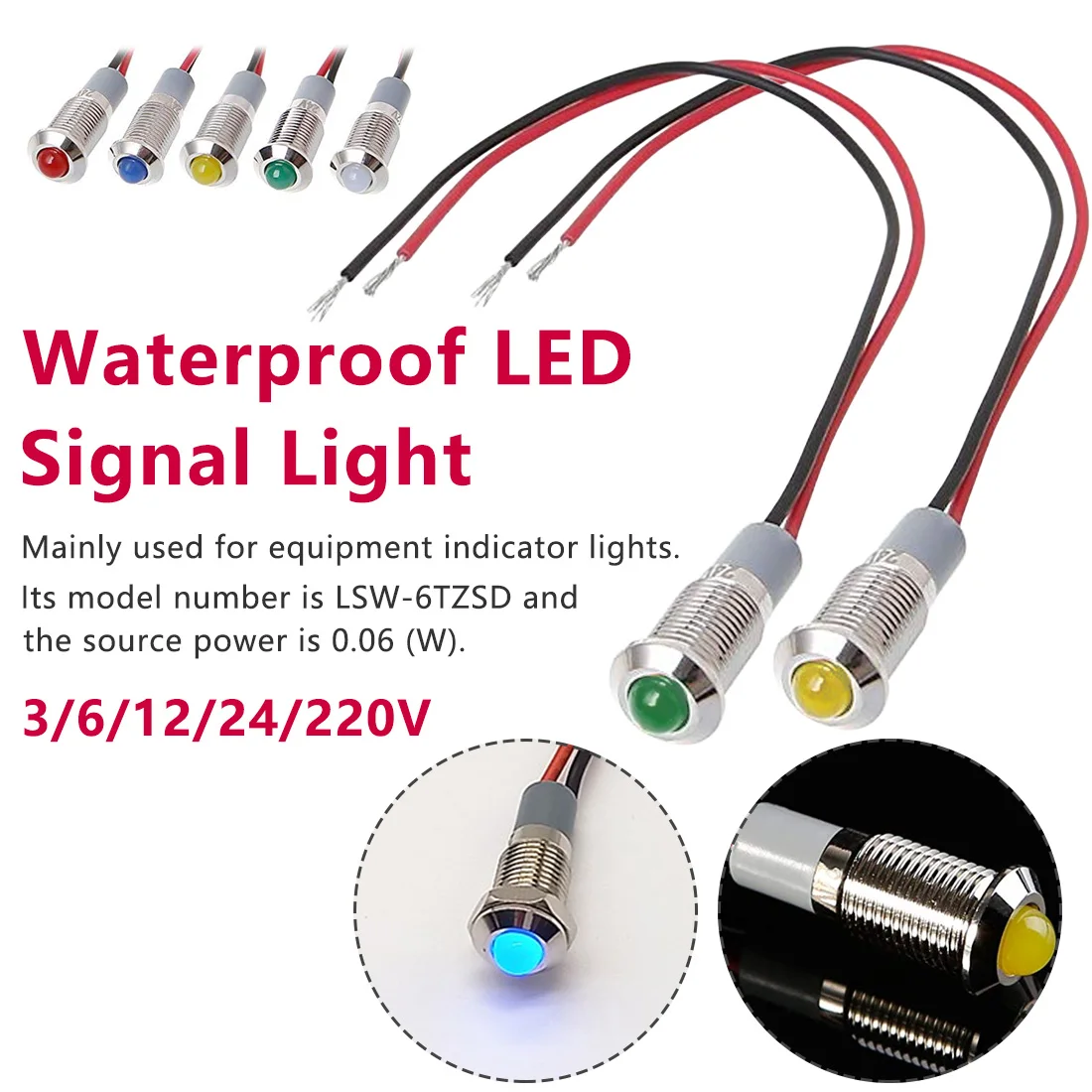 Водонепроницаемая металлическая Светодиодная лампа IP67 Предупреждение мм