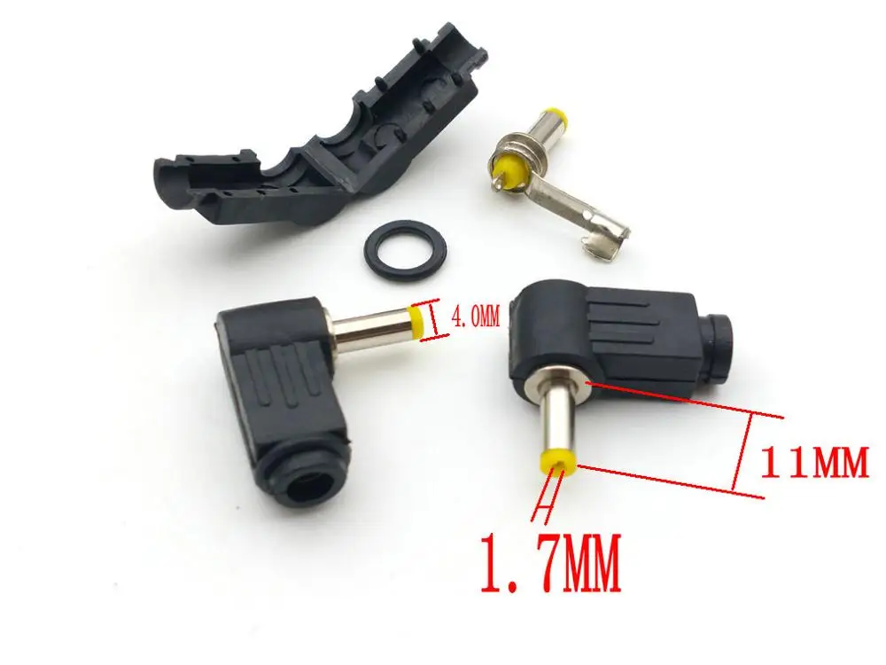 

10 шт. x 4,0 мм/1,7 мм гнездо постоянного тока Прямоугольный штекер постоянного тока зарядное устройство штекер питания пайка