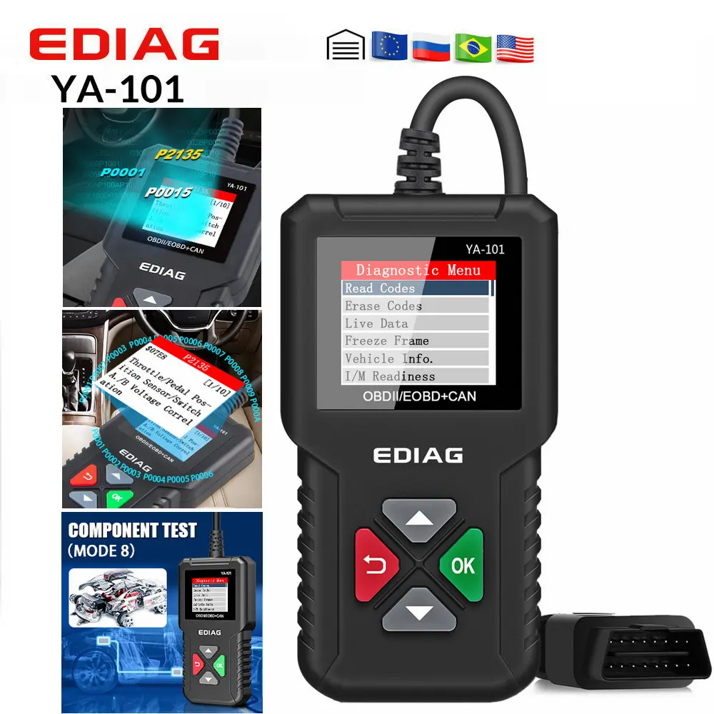 EDIAG YA101 автомобильный OBD2 сканер OBD II/EOBD Авто код ридер автомобильный диагностический инструмент PK CR3001 CR319 AD310 OM123