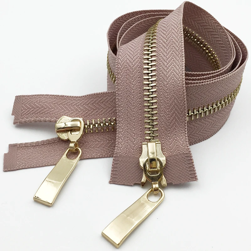 purplepinkgold 1 шт. Meetee 80/100/120 см автоматический металлический замок молния золотой двойной слайдер застежки-молнии для куртки пальто DIY сумка Аксессуары для шитья одежды - Цвет: purplepinkgold
