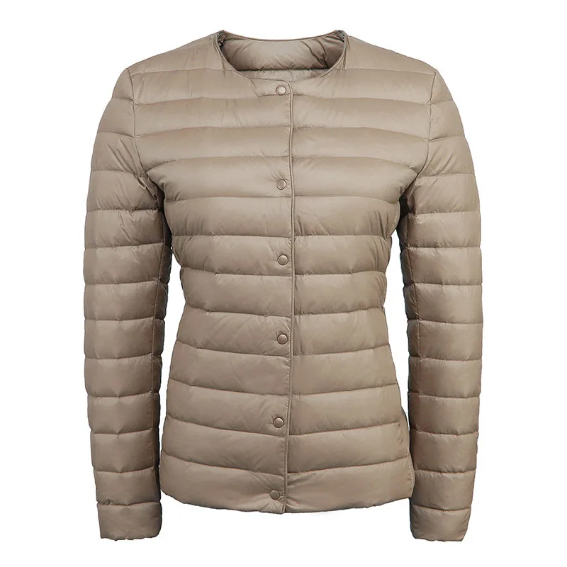 

Japanese Autumn and Winter Women's Down Jacket Slim White Duck Down Jackets Thin All-match Warmth Solid Coats and Jackets Women