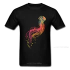 Неоновая Футболка с принтом медузы, Мужская черная футболка в стиле хип-хоп, хлопковые футболки с рисунком, подарок на день рождения, бесплатная доставка