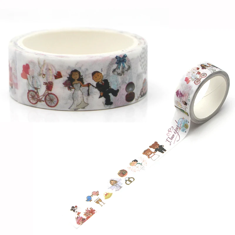 

LX170 Happy Moment Wedding Solid Color Masking Tape Decorative Adhesive Tape Sticker Scrapbooking Diary Stationery Supply