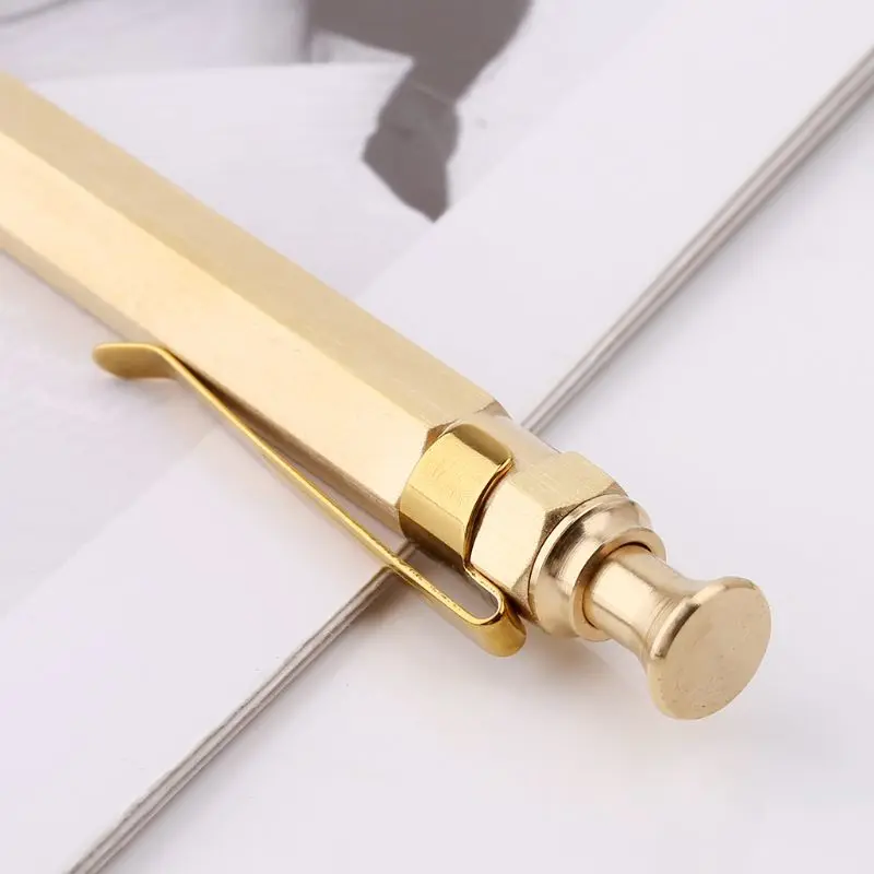 

Durable Hexagon Press Metal Business Ballpoint Pen 0.5mm Nib Office School Supplies Student Gifts