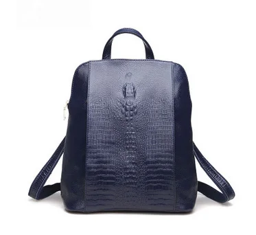 Темно-синий Raged Sheep Women Genuine Leather Backpack 3D Crocodile Women BackPack Daily Bags For Girls College Female Fashion Shoulder Bags - Цвет: Темно-синий