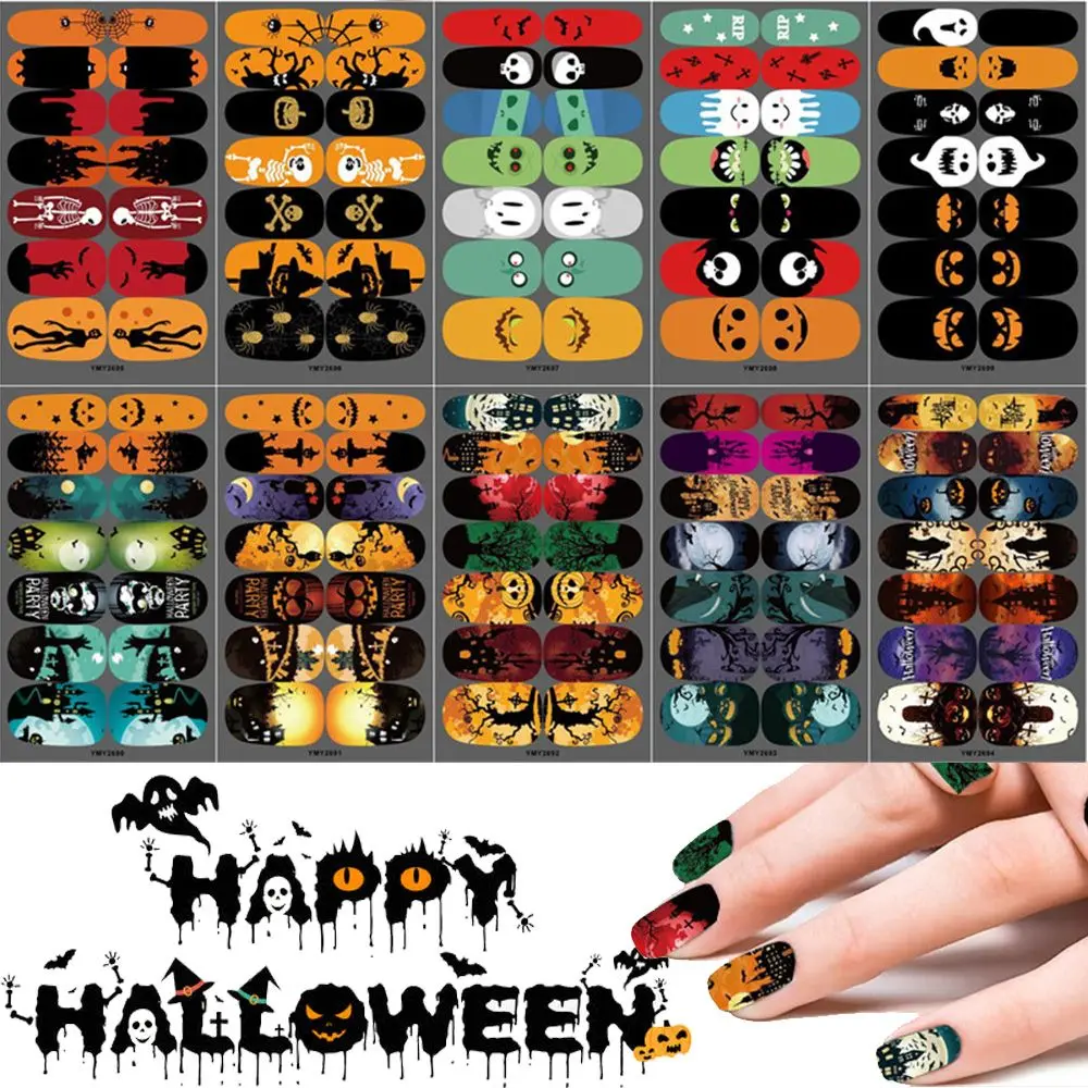 

1 лист наклеек для дизайна ногтей, тыква, фонарик, дизайн, клейкие переводки для ногтей, Переводные летние слайдеры, украшения для дизайна но...