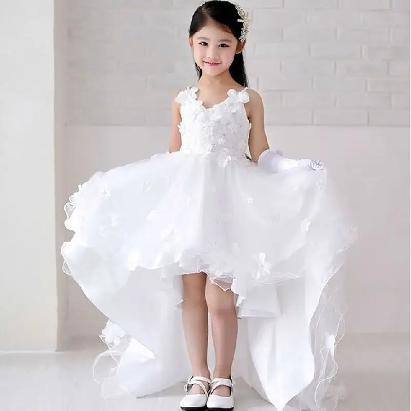 Элегантное детское платье на бретельках с цветами для выпускного вечера