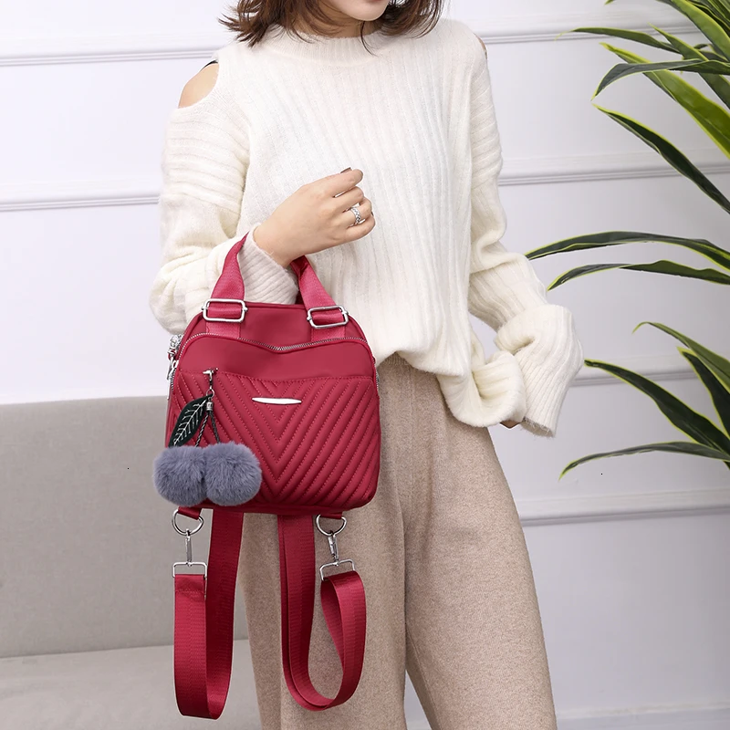 Women Backpack Female Hairball New Shoulder Bag Multi-purpose Casual Fashion Ladies Small Backpack Travel Bag For Girls Backpack