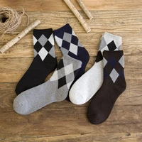 autumn winter towel thick warm cotton socks fashion rhombus business ccasual dress high quality men socks male sox