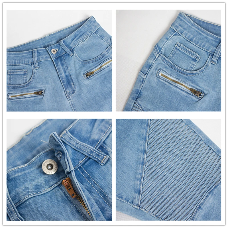 

2020 Stretch light-colored denim shorts women summer five-point jeans shorts For Women Mid Waist Women Pencil Jeans Shorts K677