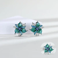 time limit buy one get one trendy flower of hope stud earring for women men zircon silver color jewelry engagement party gifts