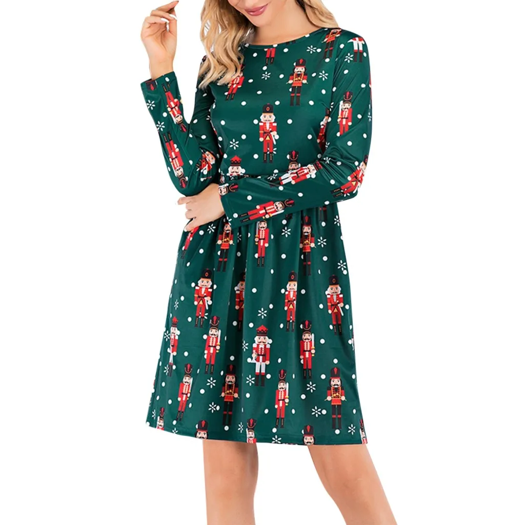 2019 осеннее платье женское винтажное рождественское мини-платье с длинным