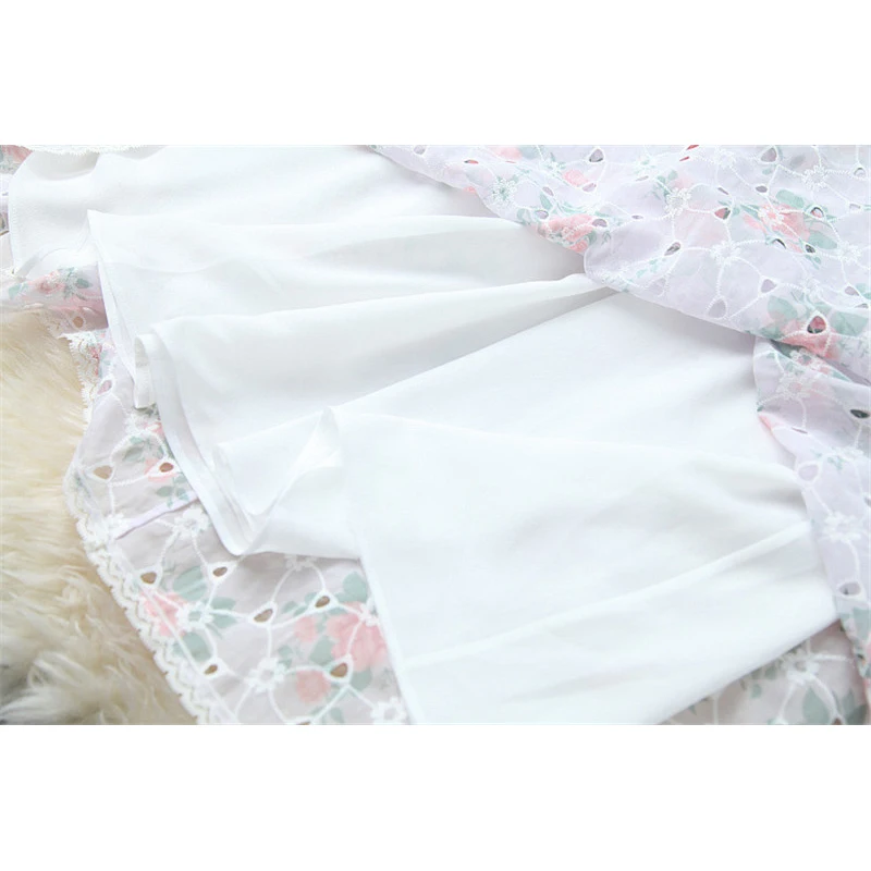 

Fashion Designer Runway Dress Summer Clothes for Women 2020 New Elegant Ruffle Floral Hollow Embroidery Dress with Belt