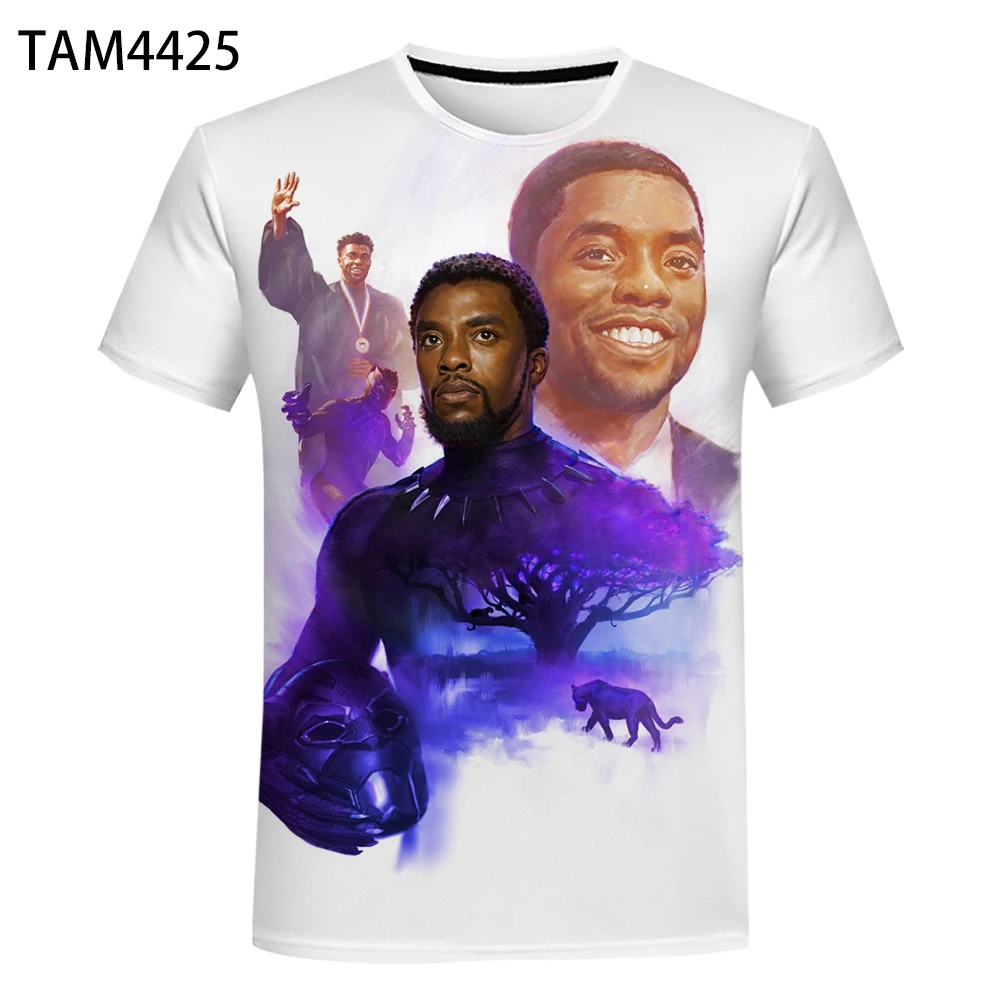 Модная Универсальная футболка Chadwick Boseman 3D для мальчиков и женщин летняя крутая