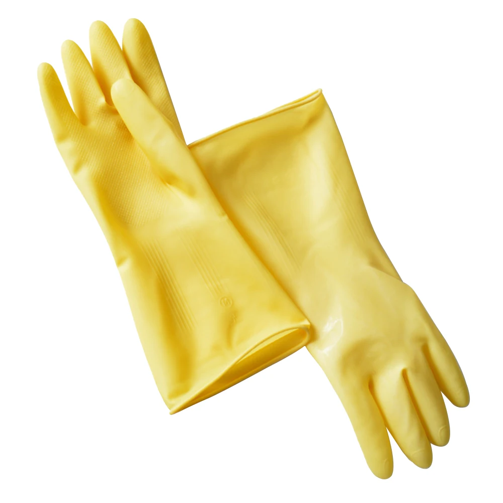 

Latex Waterproof Gloves Cleaning Gloves 1 Pair Non-Slip Reusable Kitchen Gardening Home Housework Dishwashing Rubber Work Gloves