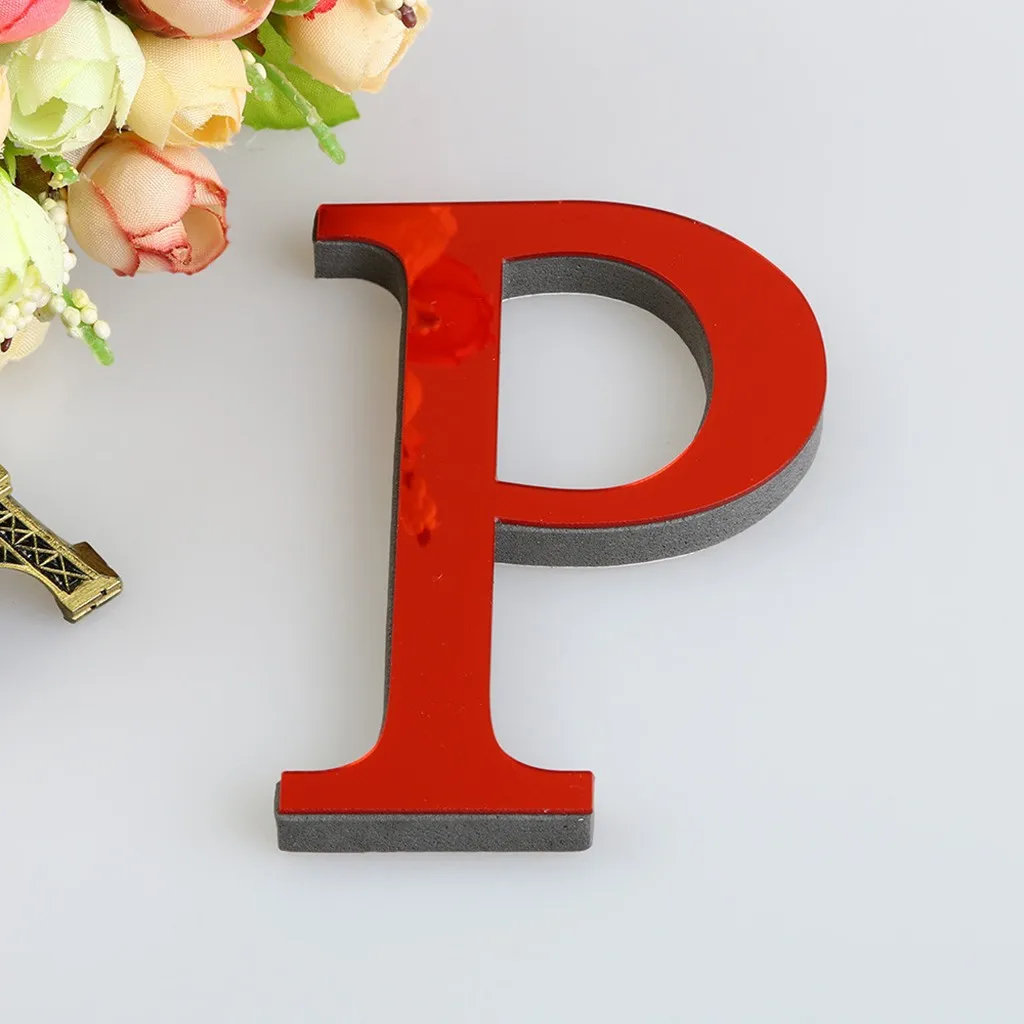 Зеркальная акриловая объемная наклейка сделай сам с 26 буквами большие красные