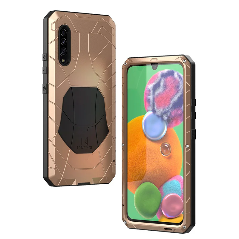 Для samsung Galaxy A90 5G Твердый корпус для телефона Алюминиевый металлический корпус Закаленное стекло Защитная крышка экрана сверхмощный защитный чехол