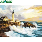 Картина AZQSD по номерам бескаркасная 40x50 см Маяк залива картина маслом по номерам на холсте гуашь картина szyh160
