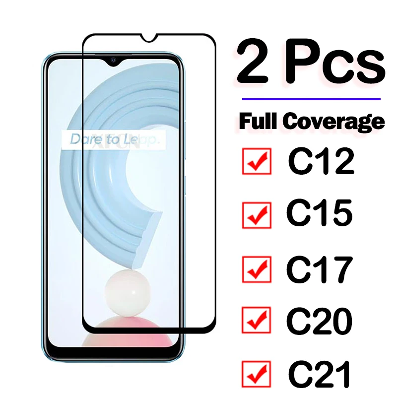 

2Pcs 9H Glass on Realme C21 Screen protector film For oppo realme C21 RealmeC21 C15 C12 C20 Realmy Realmi C 21 Cover Screen Film