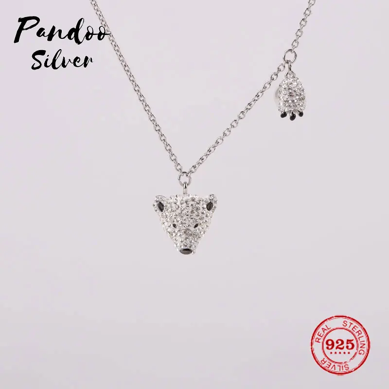 PANDOO модное Очаровательное ожерелье из чистого серебра 925 пробы оригинал 1:1 копия