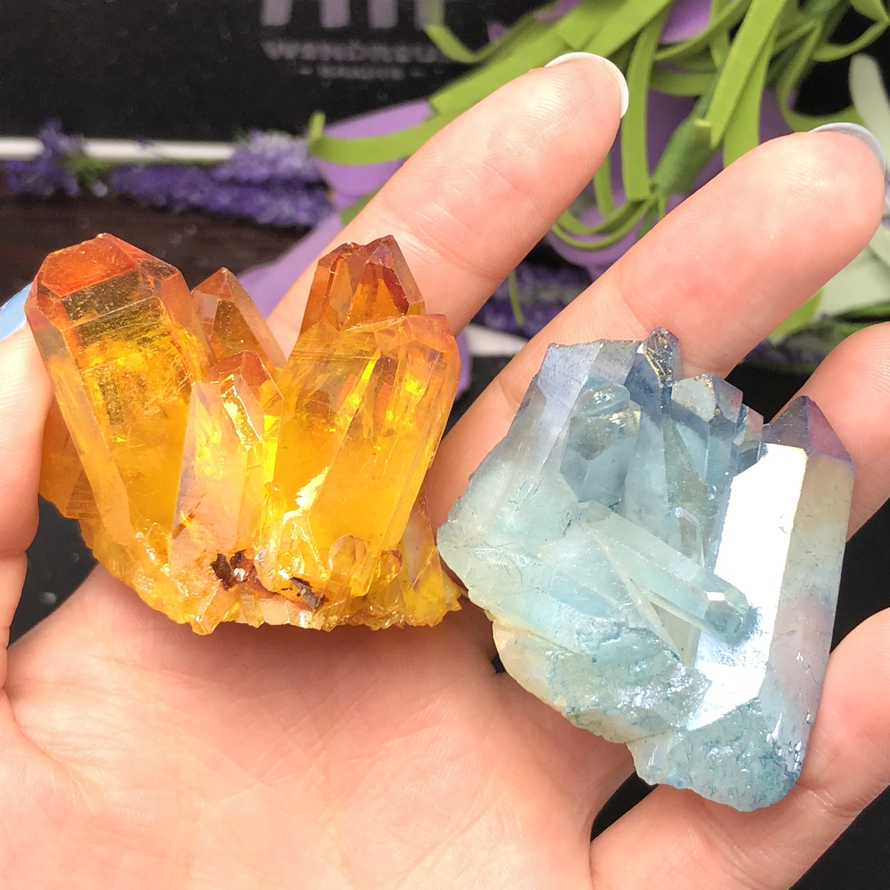 2 шт. натуральные кристаллические кластеры цветов Кристальные минеральные чакры