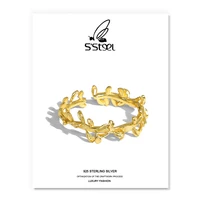 ssteel designer adjustable rings for women sterling silver 925 plant shape gold geometric minimalist ring gothic fine jewellery