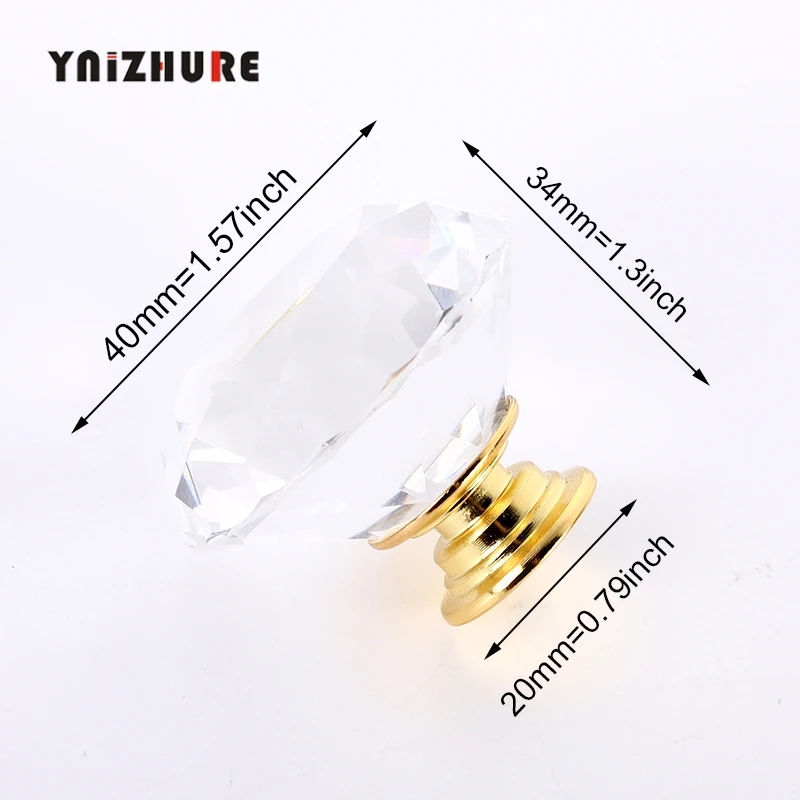 

Ручки из хрустального стекла с золотым бриллиантом, 20-40 мм