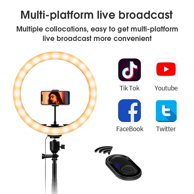 

Photography Lighting LED Ring Light with Tripod Studio Professional Ring Lamp LED Selfie Ring Lamp for Makeup Youtube Fill Light
