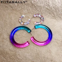 totasally fashion womens colorful acrylic big size stud earrings for party night club show
