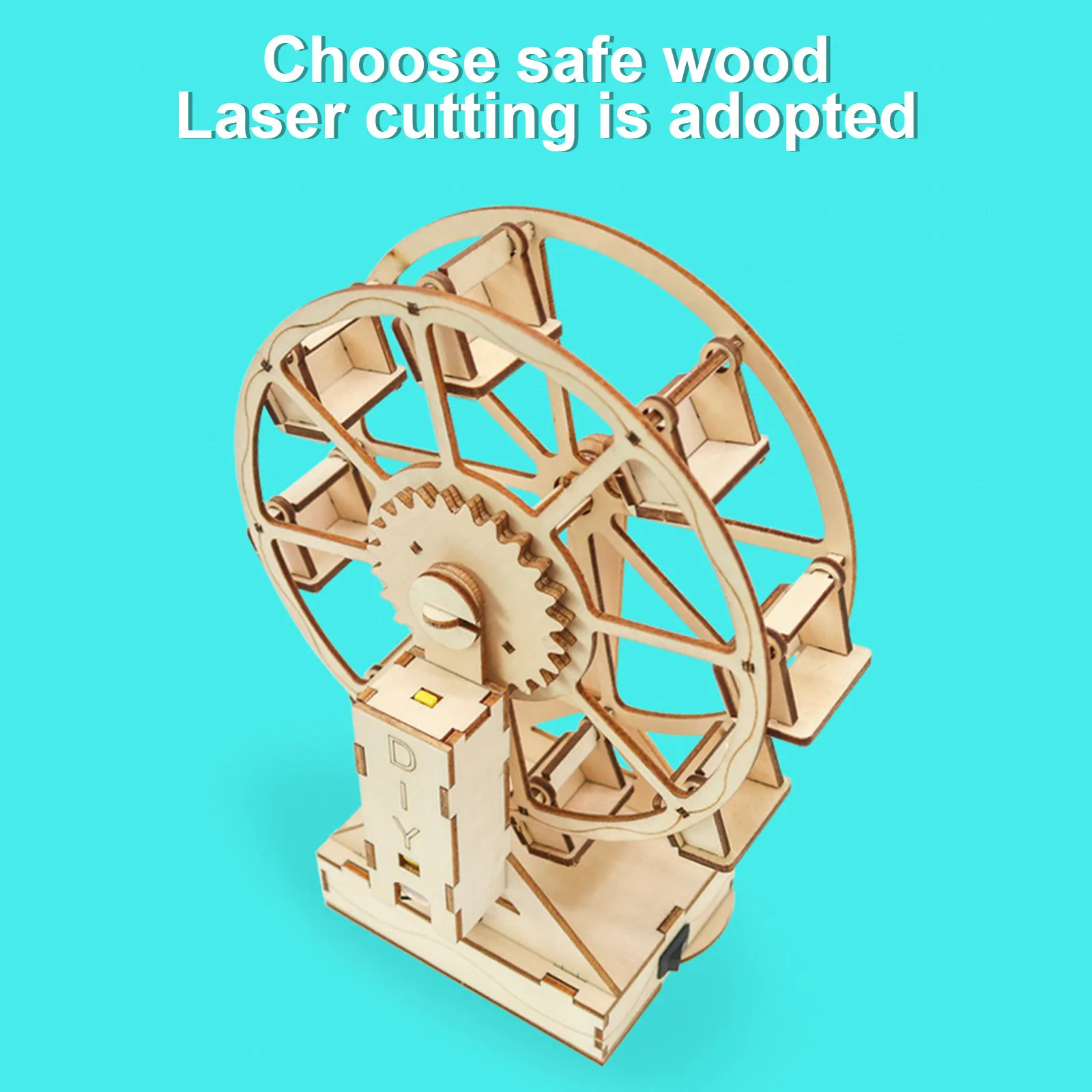 

Wooden City Streetscape Building Creative Series Eight-Chair Ferris Wheel Playground Assembled Building Block Model Toy