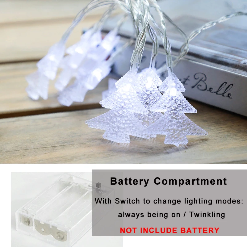 2 м теплый белый/белый 20 Led Рождественская елка форма огни Питание от батареи