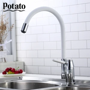 potato kitchen sink faucet 5 colors modern style flexible single handle cold and hot water kitchen mixer tap p58233 free global shipping
