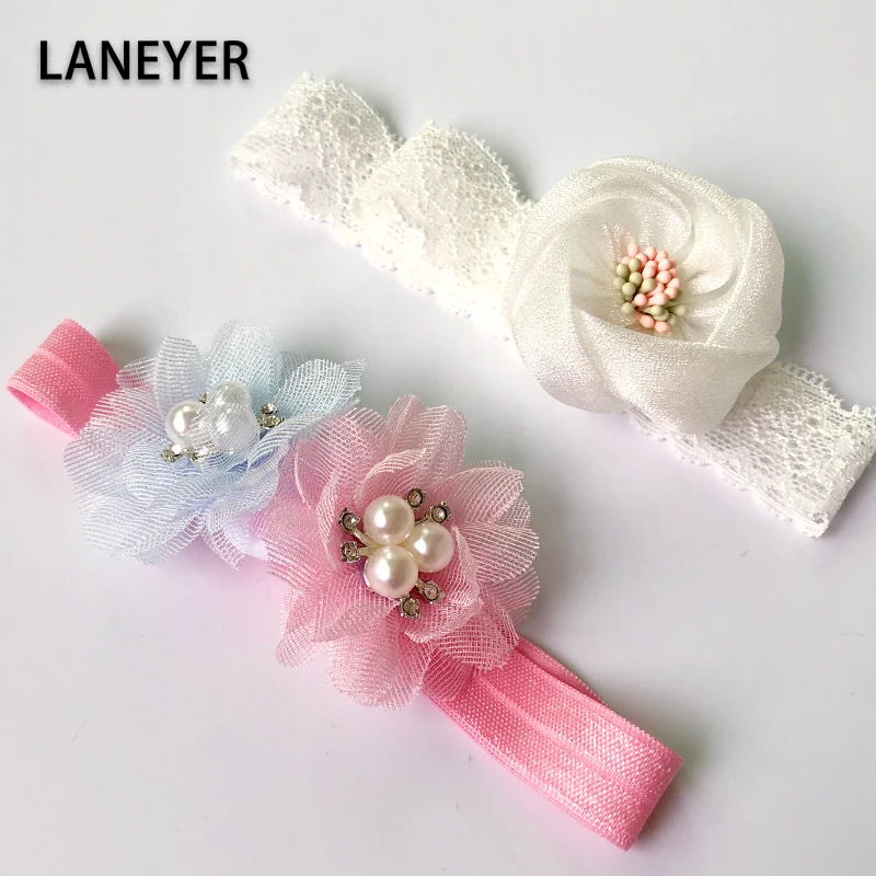 LANEYER Детская повязка на голову с бантом для девочек кружевная эластичная