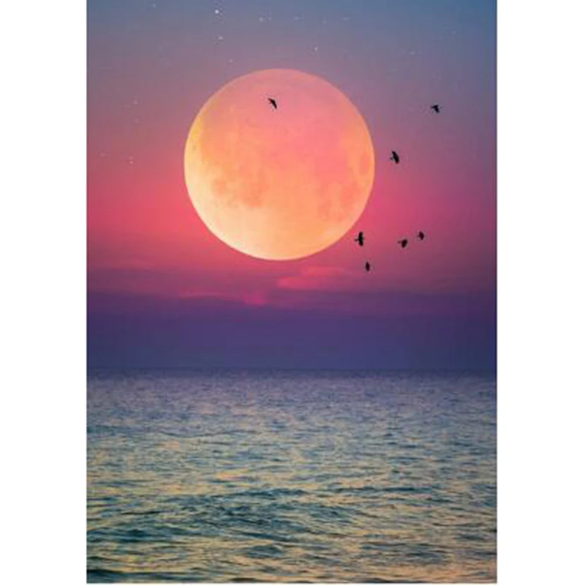 

5D DIY Diamond Painting Square/Round Diamond Landscape Painting Sea Bright Moon Beauty Picture Cross Stitch Decoration Art TX897