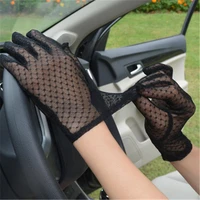 1 pair new summer gloves women sexy lace mesh black drivng gloves anti uv sunscreen full finger elegant lady dance gloves hot