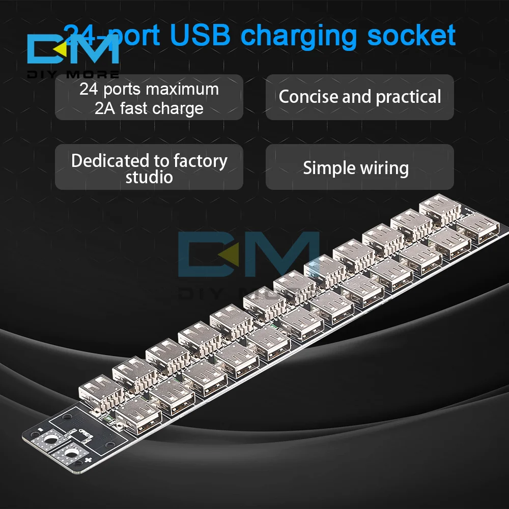 

24 Port USB Charger Module 24-port Fast Charging Socket with 12AWG Silicone Wire Input 4.8v-5.2v for Model Power Supply Board