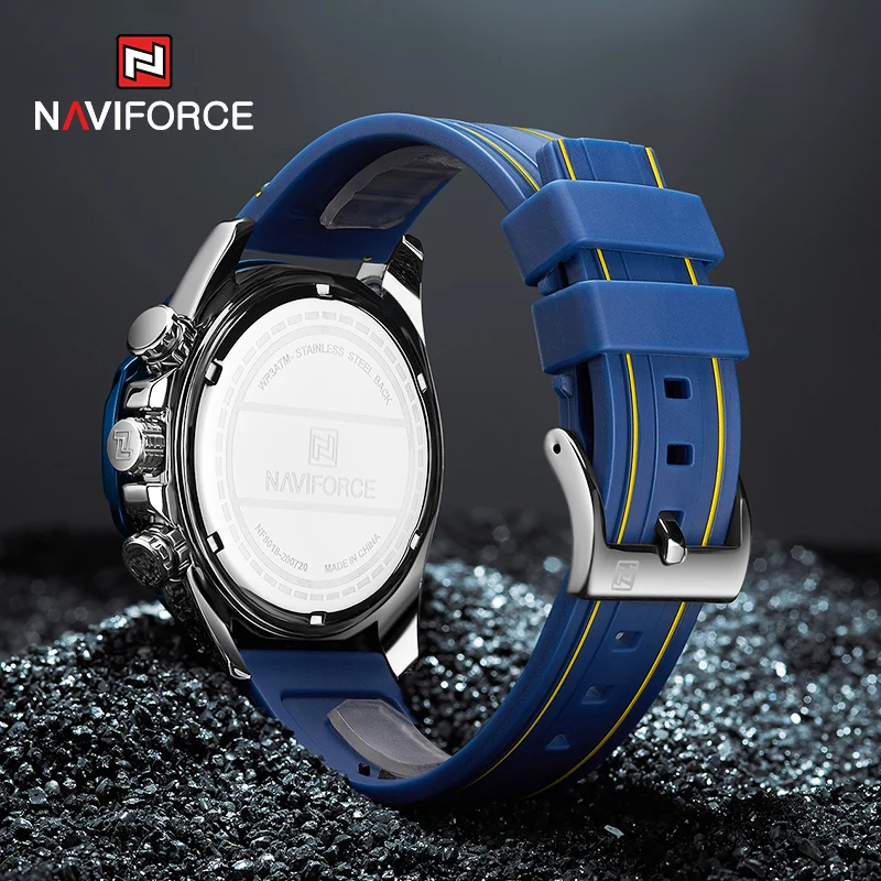 

NAVIFORCE Watch For Men Luxury 2021 Fashion Silicone Band Sport Chronograph With Date Quartz Wrist watches Waterproof Clock Male